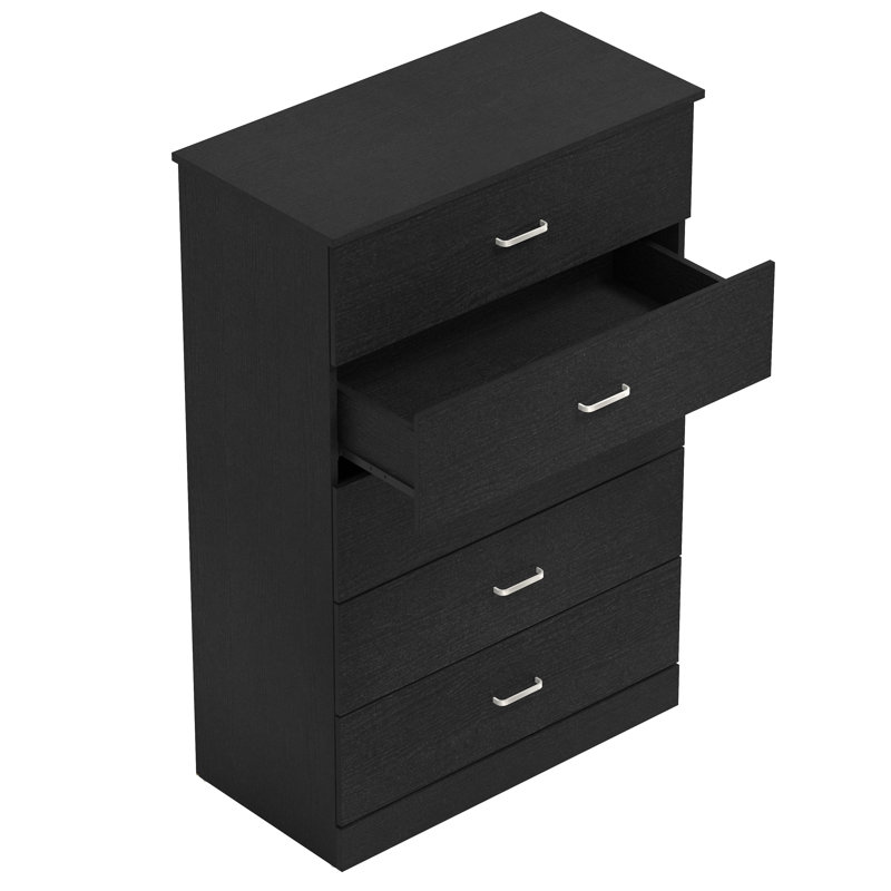 Allyannah 5 Drawer 47.2'' H Dresser, Black Oak