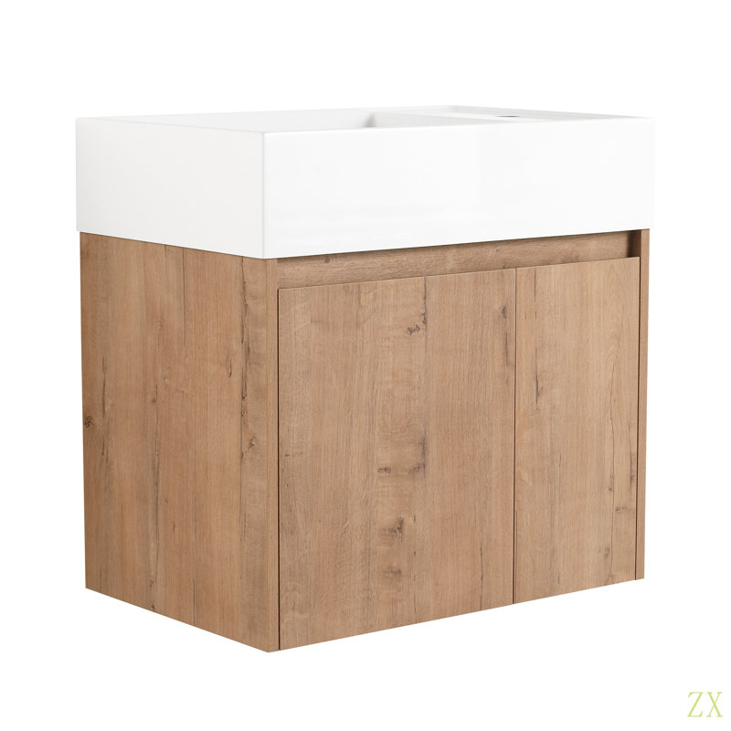 Armoire de salle de bain 24 po avec lavabo, portes à fermeture douce, fixation flottante, pour petite salle de bain