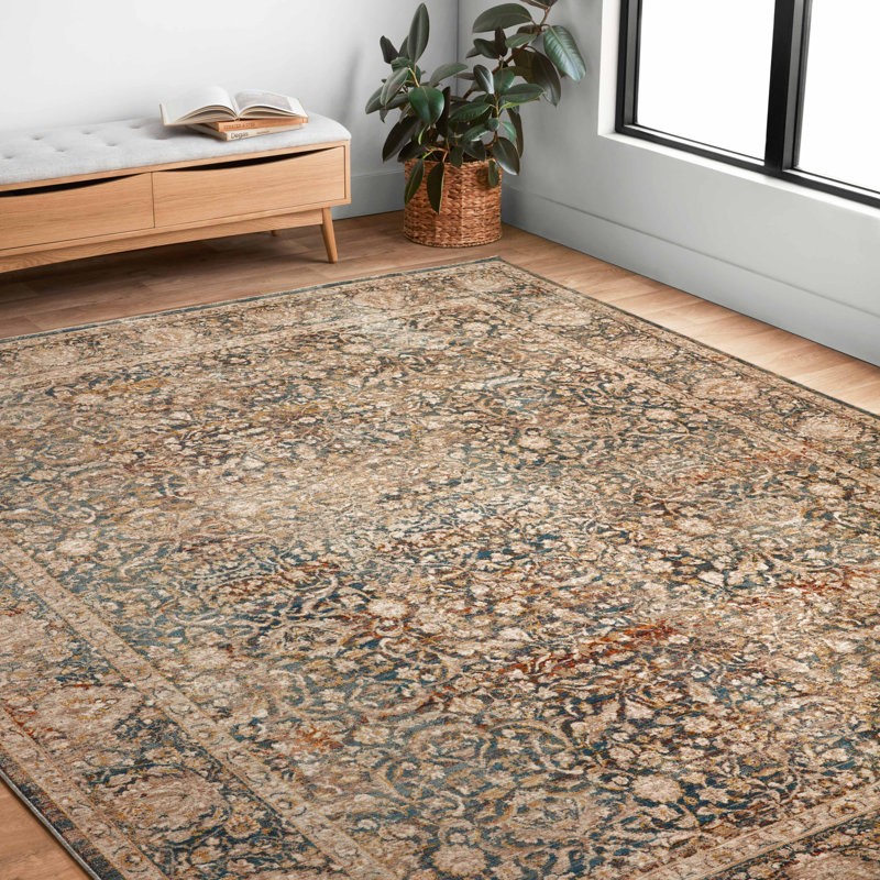 Tapis gris tissé à la machine Lourdes, Rectangle 5 pi 3 po x 7 pi 9 po