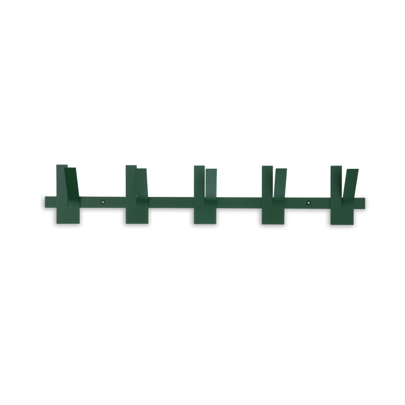 Steel Wall 5 - Hook Wall Mounted Coat Rack, Green