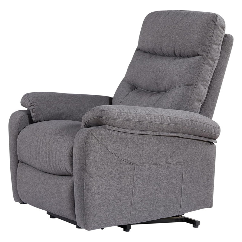 Fauteuil inclinable contemporain à dossier manuel avec rembourrage en mousse à mémoire de forme, revêtement en tissu gris