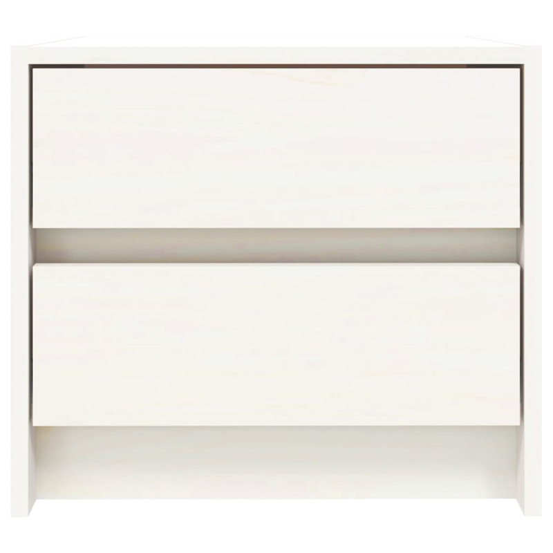 Micko 40cm W Solid Wood Bedside Table, White