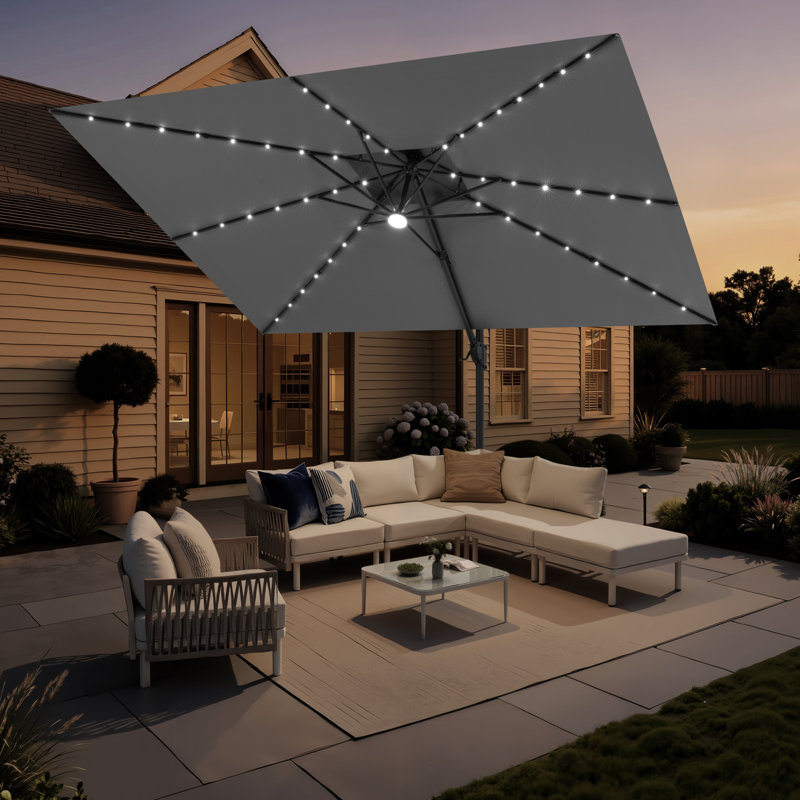 Parasol en porte-à-faux à lumière solaire 141 pi × 104 pi sans base lestée, Dark Grey