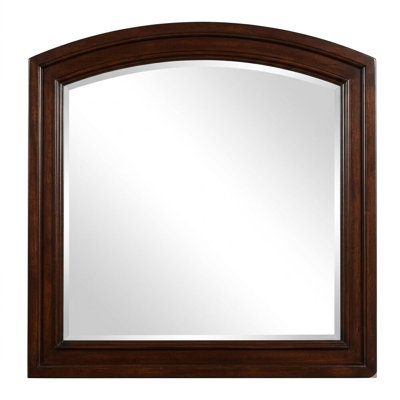 Castor Brown Cherry 42 In. W X 36 In. H Modern Rectangle Wood Framed Mirror