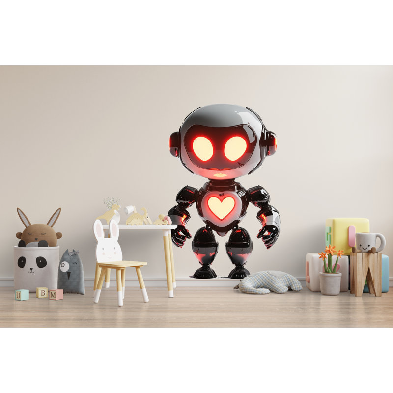 Art mural robot mignon, décor de chambre de bébé robot, art de robot chambre d'enfant, cœur robot 156Mv, H 80 po x l 42 po