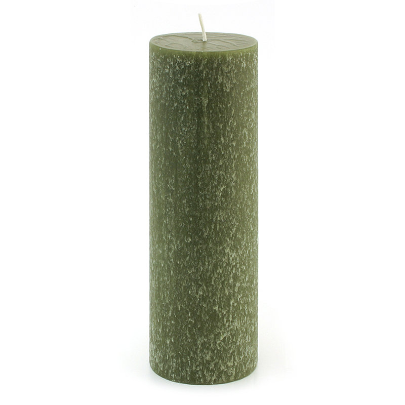 Timberline Unscented Pillar Candle, Dark Olive, 9" H x 3" W x 3" D