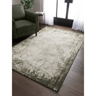 Abrienne Soft Shiny Border Green/Grey Rug