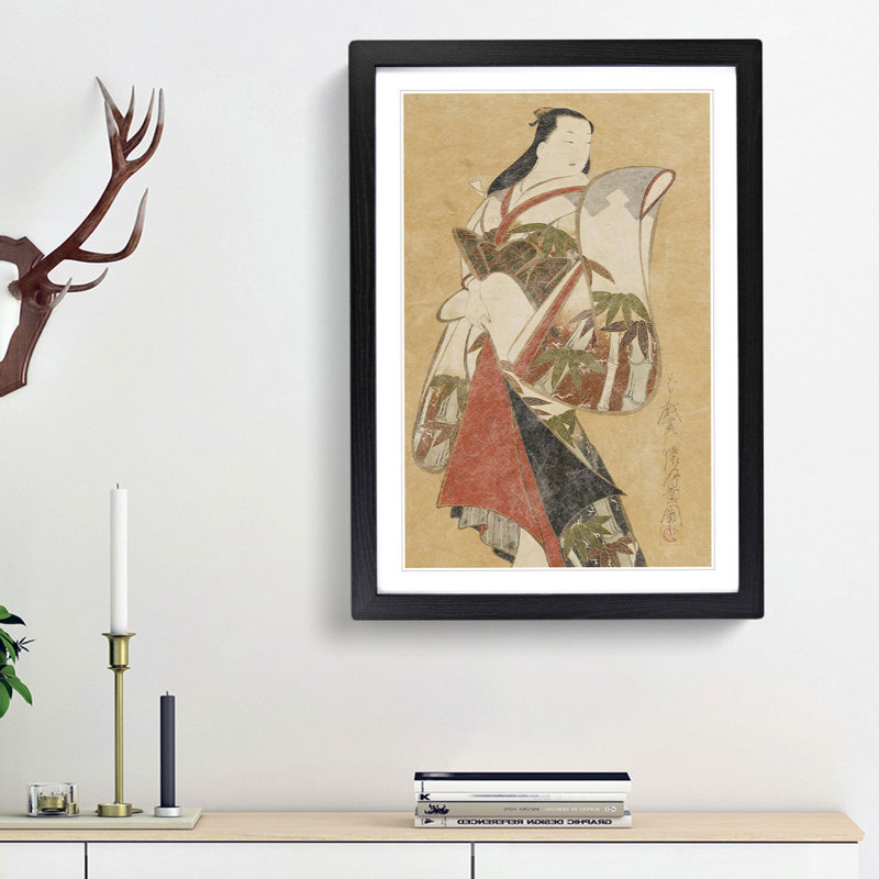 Standing Courtesan by Kaigetsudo Ando - Picture Frame Painting Print, 65cm H x 48cm W x 2cm D, Black Framed
