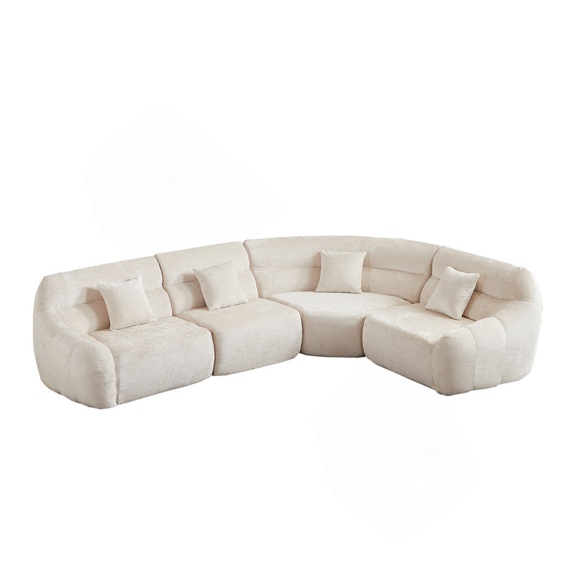 Boneless 123.2-Inch Modern Luxury Curved Corner Sectional Sofa With High-Back Design And Modular Cloud Comfort., Beige