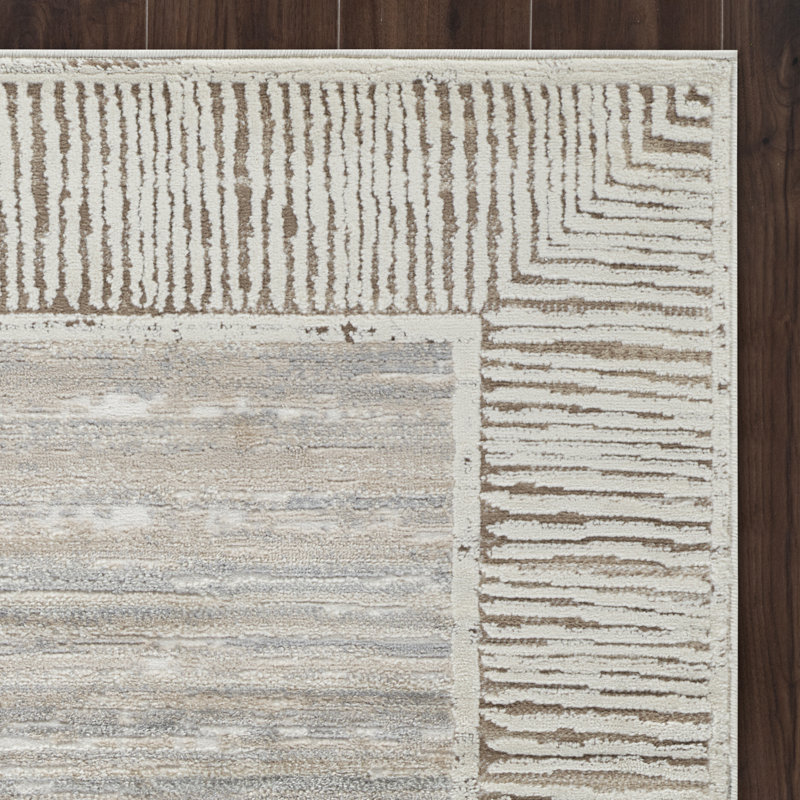 Isborne Power-Loomed High-Low Area Rug , Rectangle 6'6" x 9'6", Beige/Gray