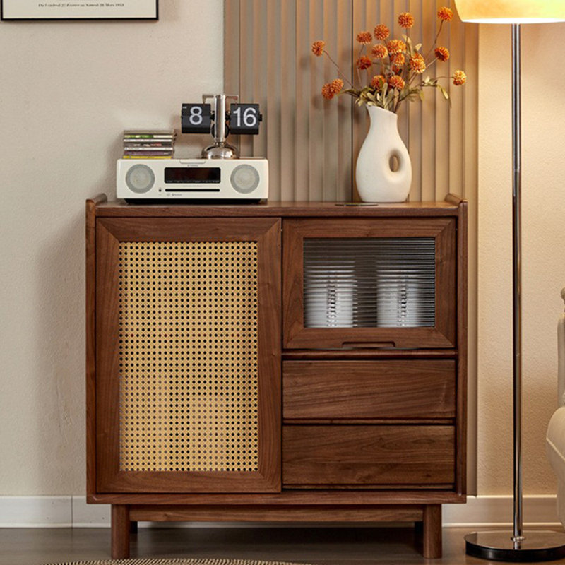 Petite armoire d'appoint en rotin, H 33,66 po x l 31,5 po x P 15,75 po