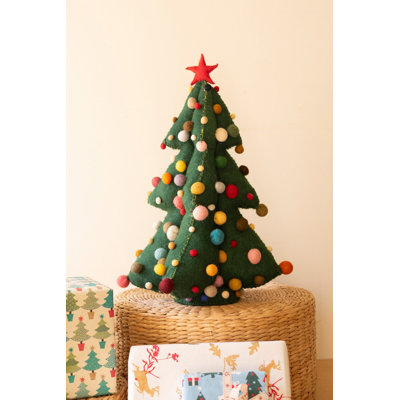 Kalalou Felt Christmas Tree with 3D Ornaments and Star – Large Size