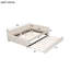Lit plateforme tapissier double avec gigogne simple - beige, construction, sans sommier et en bois massif beige, pour une ambiance de chambre de rêve-1299736971