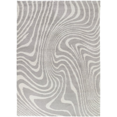 Bandinelli Grey Wavy Abstract Modern Area Rug