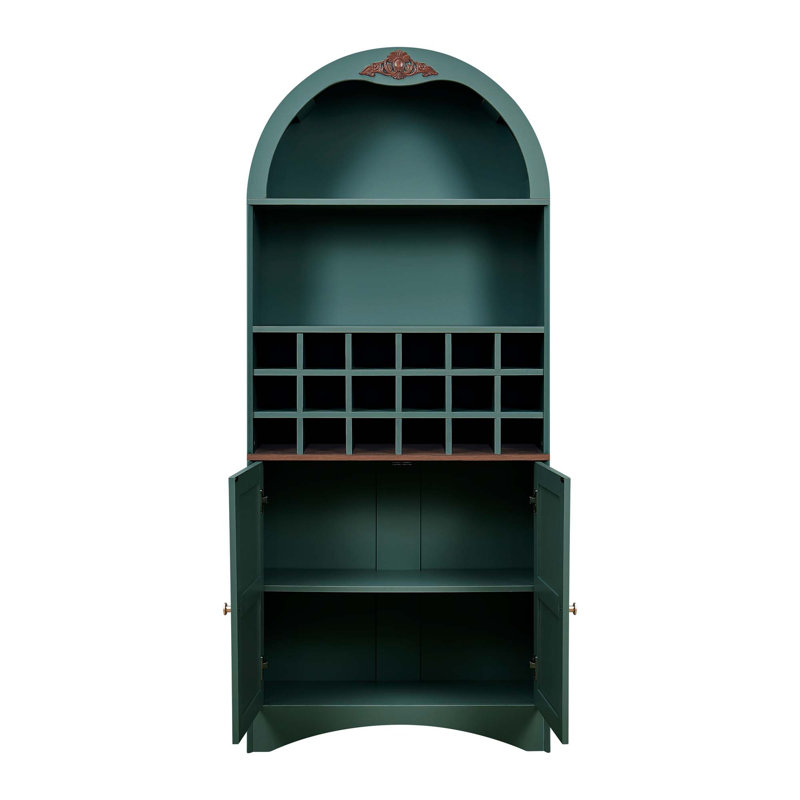 Armoire à vin arquée en bois avec support à vin amovible, armoire de rangement en bois aggloméré avec tablettes réglables
