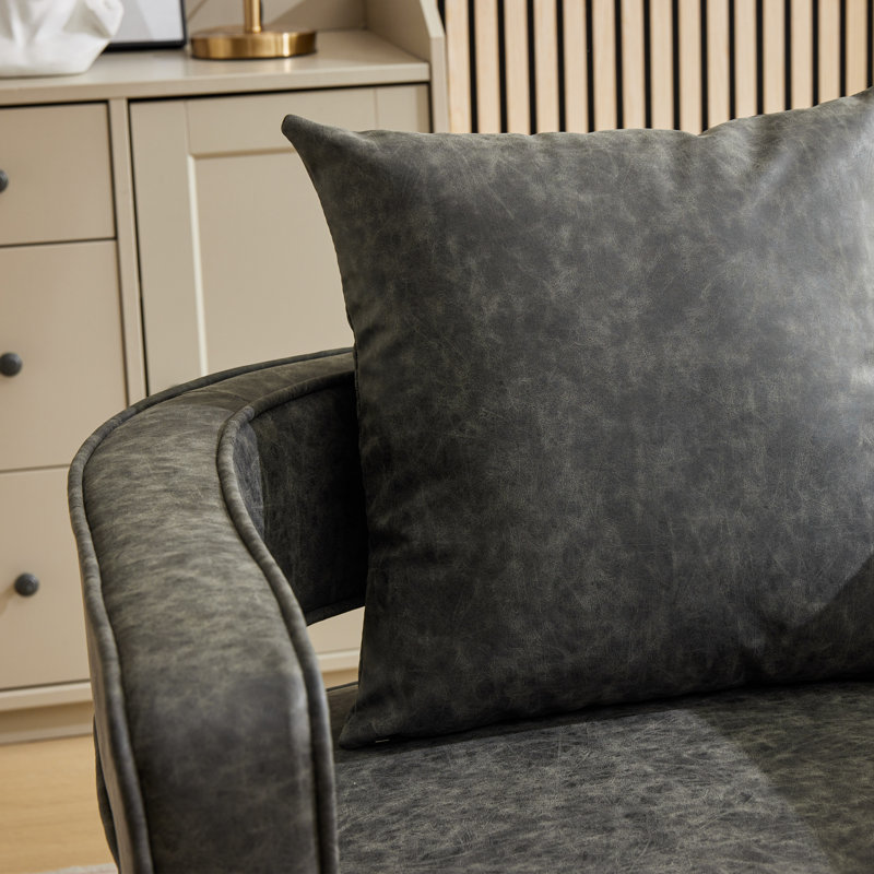 Fauteuil demi-tonneau pivotant à dossier creux en polyester 29,1 po de largeur avec base en bois (ensemble de 2)
