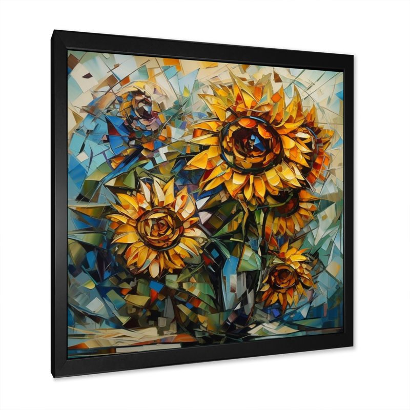 Rêves de tournesol jaunes - imprimé, H 16 po x l 16 po x P 1 po, Cadre photo noir