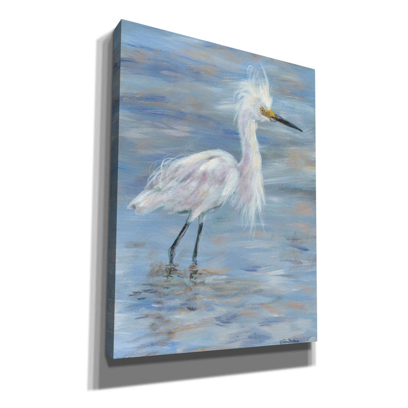 «Egret» par Pam Britton, art mural sur toile, H 16 po x l 12 po x P 0,75 po
