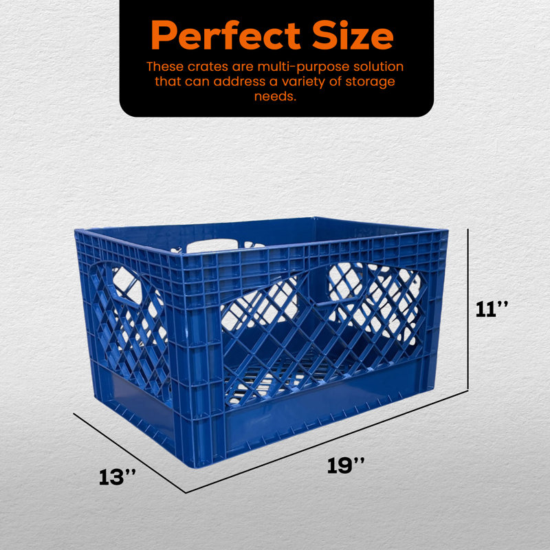 Juggernaut Storage 3-Pack Crate for Office Storage & Classroom Organization,Blue, 24 qt