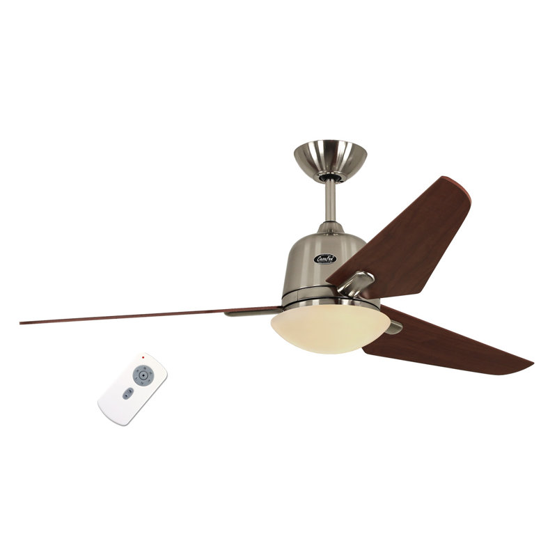Kelm 162cm Ceiling Fan with Light Kit, Brushed chrome, Cherry tree