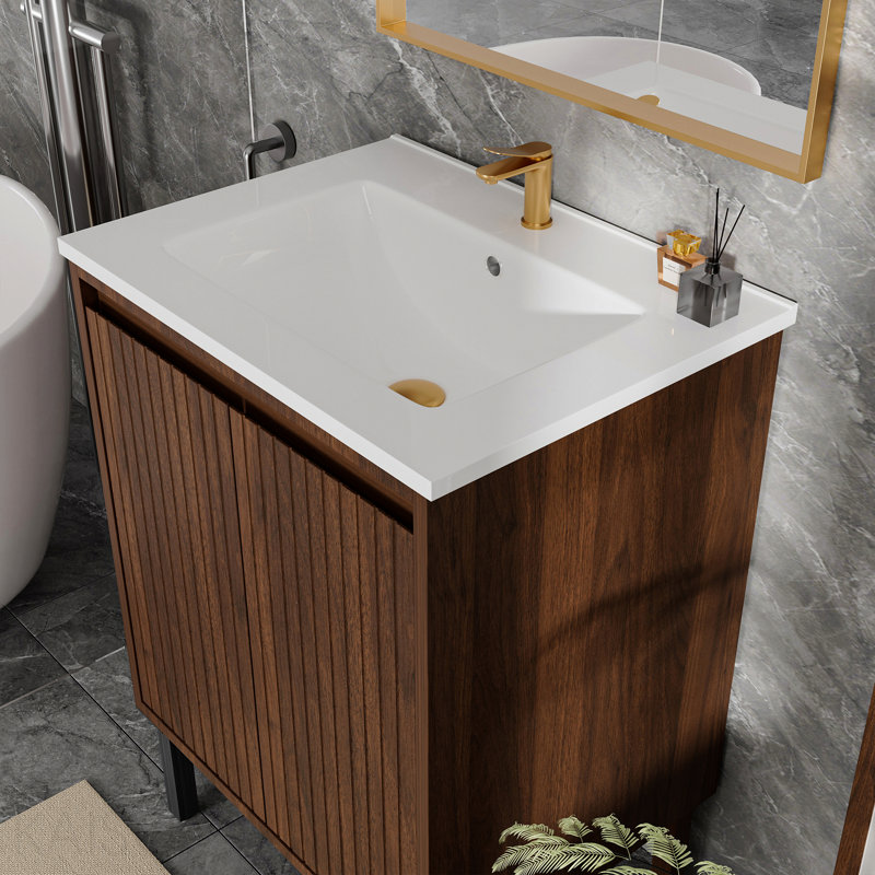 Meuble-lavabo 24 po sans lavabo, 24", Brun mat