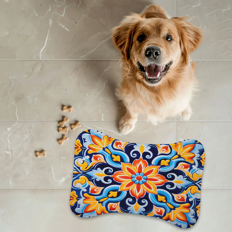 Tile Artistry - 1 Piece Bone Shape Feeding Mat