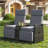 Recliner Loveseat Chair, Adjustable Backrest Wicker Outdoor Lounge Chair Set with Acacia Wood Armrests and Built-in Storage Table for Balcony, Porch, Lawn-925317340