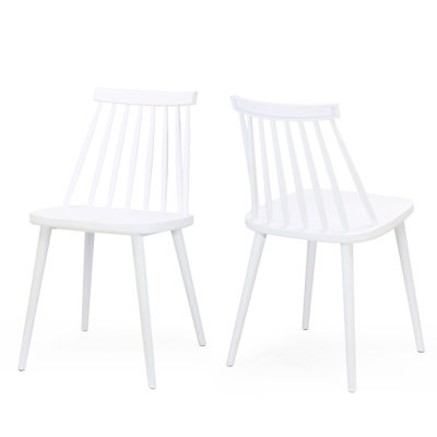 Spindle Back Dining Chair (2) - White Polypropylene, Contemporary, Wipe Clean, For Room Decoration Chairs ( Of 2) Polypropylene Construction, Back, Simple To Clean