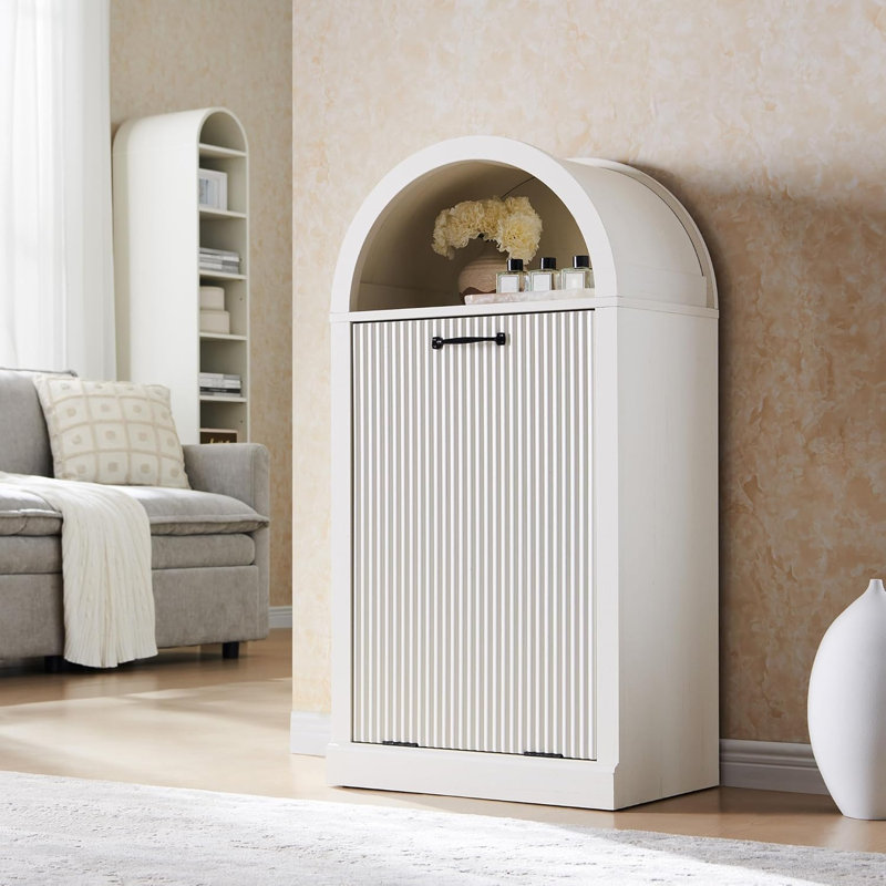 Modern Laundry Basket Cabinet, White