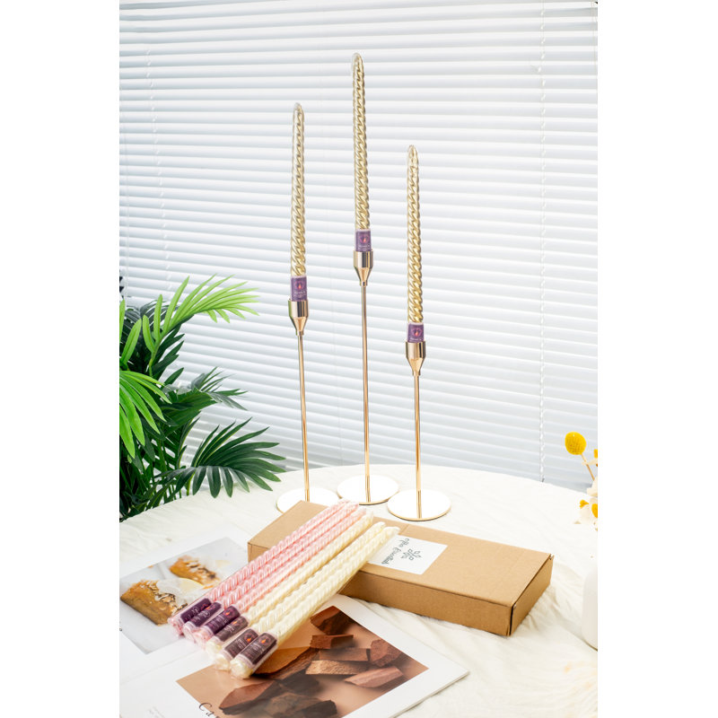 Rose Gold Metal Tabletop Candle holders set of 6, Rose Gold