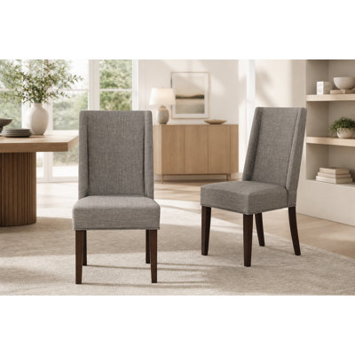 Hagberg 40"H Upholstered Side Chair in Dark Brown/Grey 