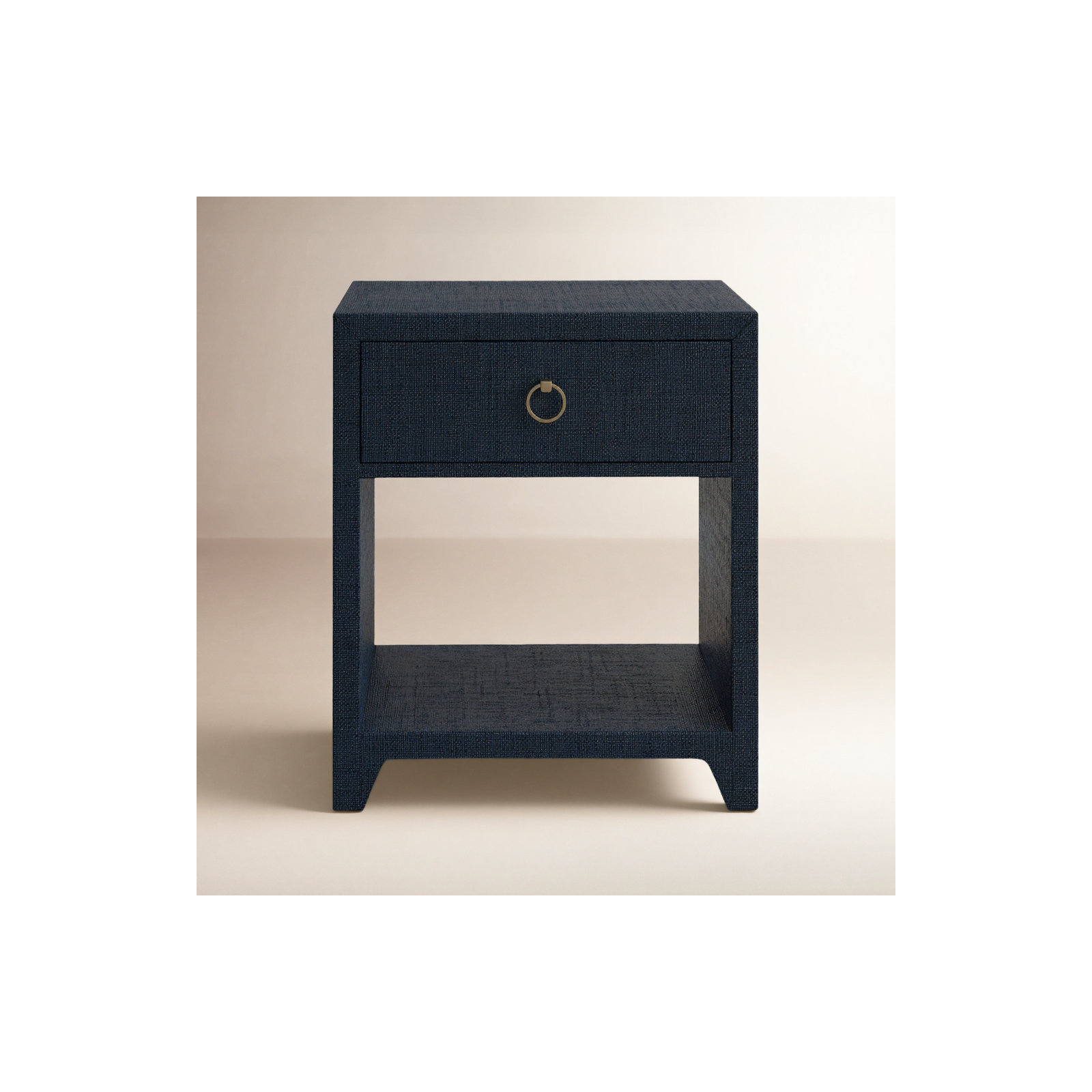 Cleo Raffia 1 - Drawer Nightstand, Navy Blue