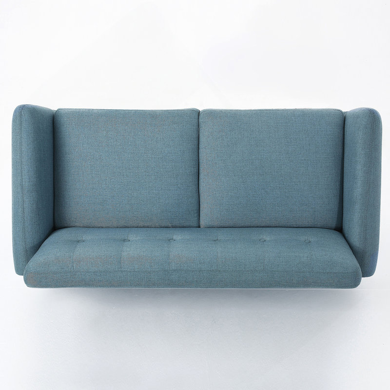 Causeuse moderne à accoudoirs évasés de 67,25 po Mirsade, Tissu bleu