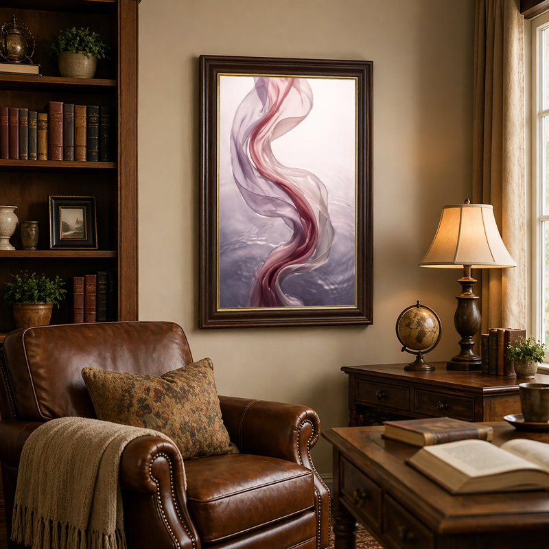 Art mural sur toile rose et mauve, H 24 po x l 16 po