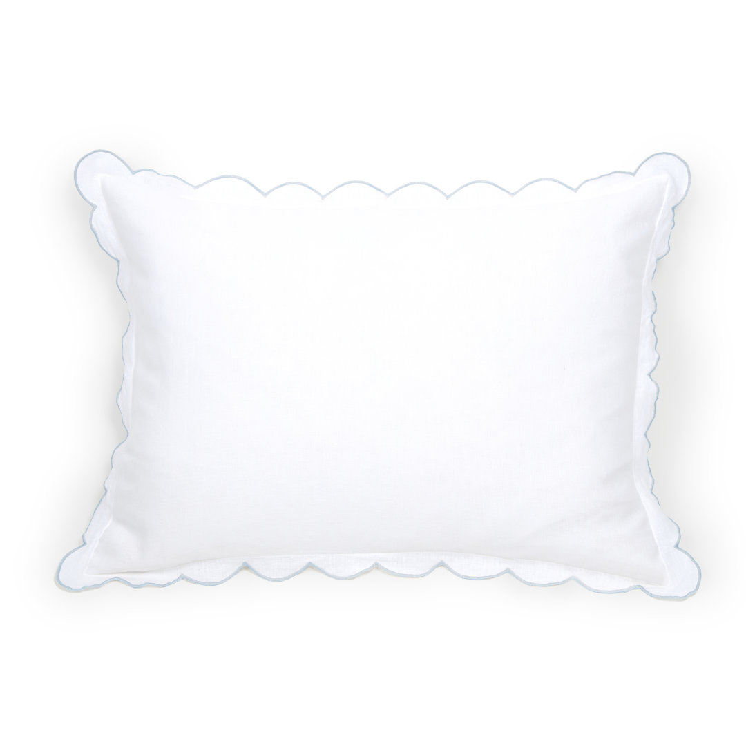 Kelly Linen Shams, King, White/French Blue