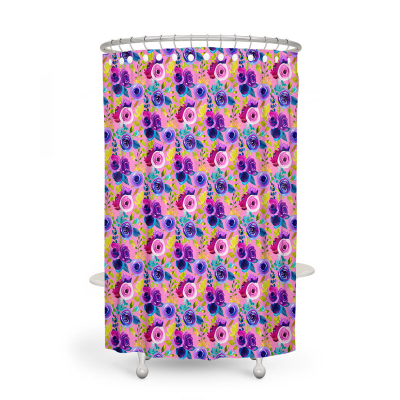 Rideau de douche simple à motif floral Burg, H 83 po x l 70 po
