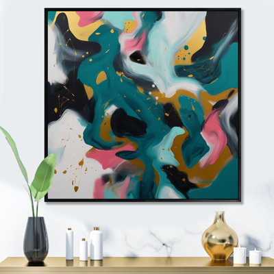 «Turquoise and Pink Abstract Serenity I», reproduction d'art sur toile