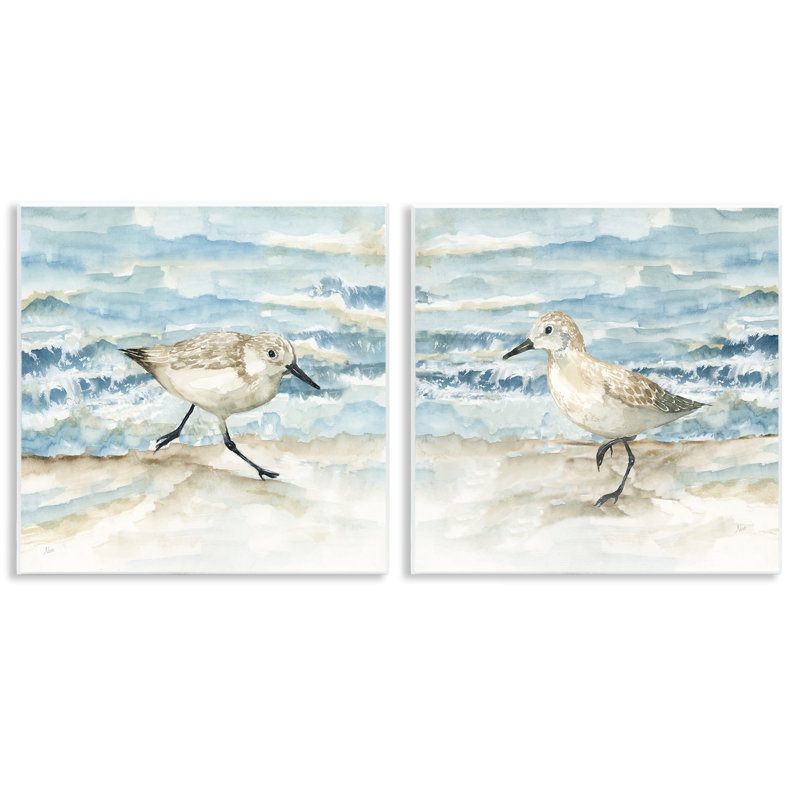 Ensemble de 2 plaques murales Sandpipers Tr Beach Beach Shore, design par Nan
