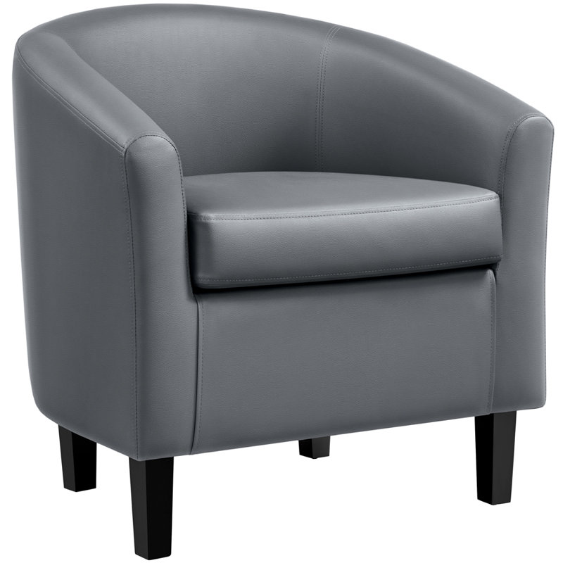 Seldon 28'' H Vegan Leather Barrel Chair, Gray Faux Leather