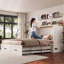 Grand lit escamotable avec station de charge et grand rangement, pour petits espaces et utilisation multifonctionnelle-1478105963