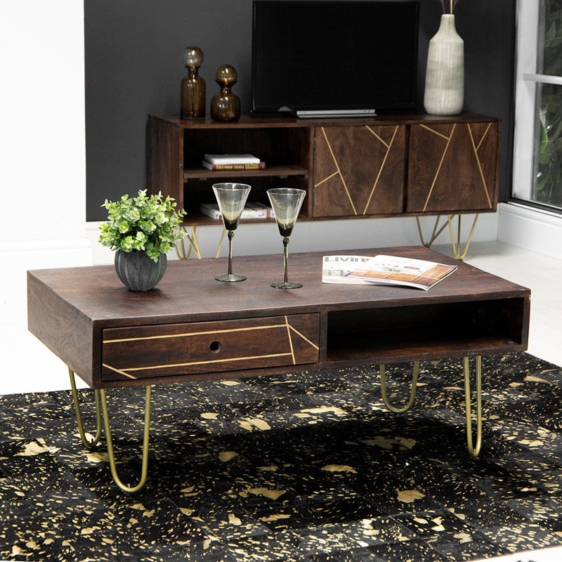 Annelis Solid Wood Coffee Table with Storage