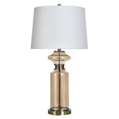 Amber Glass Column Table Lamp