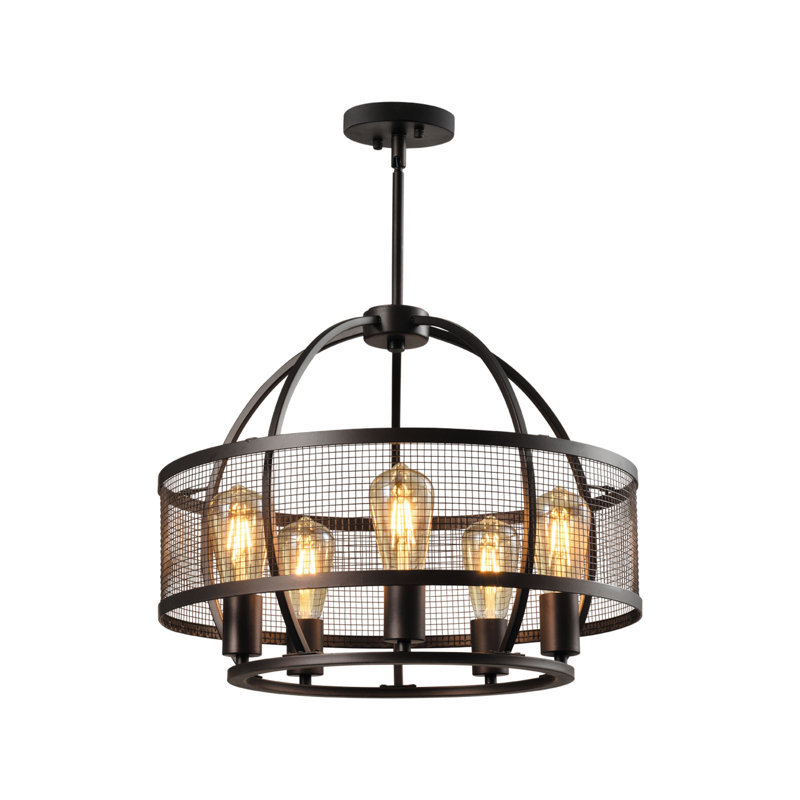 Lustre tambour unique à 5 lumières Avers