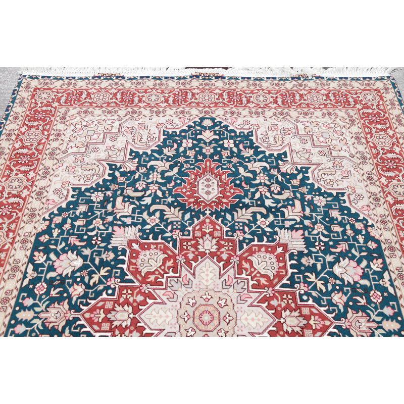 Tapis de zone one-of-kind à la main noué la new age rose/bleu 4 pi 11 po x 6 pi 11 po Lilburn