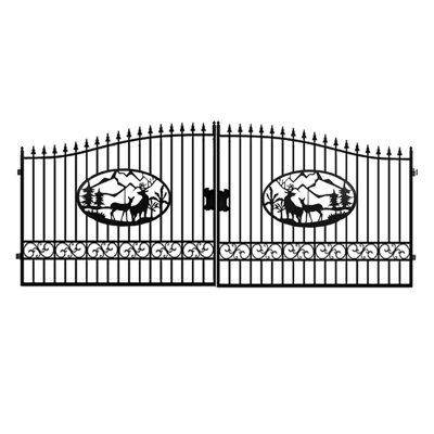 20 ft. W Steel Dual Swing Driveway Gate - DEER Style
