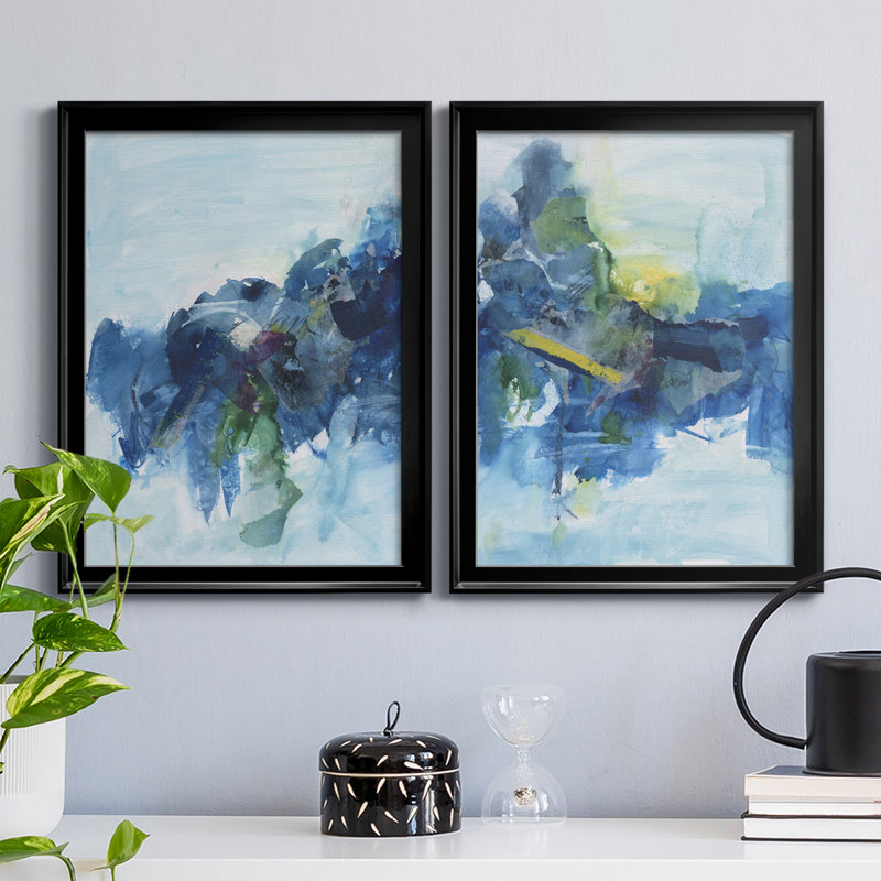 Skyward Bound I - ensemble de 2 impressions encadrées sur toile, Cadre noir, H 36,5 po x l 26,5 po x P 1,25 po