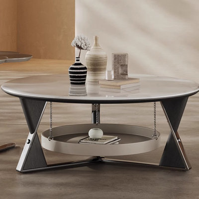 Modern microcrystalline stone round coffee table