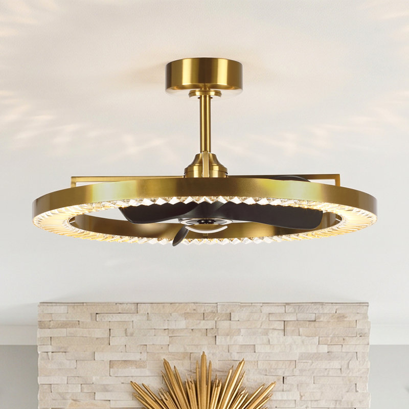 Ventilateur de plafond en cristal 31,9 "avec lumières DEL à intensité variable et télécommande