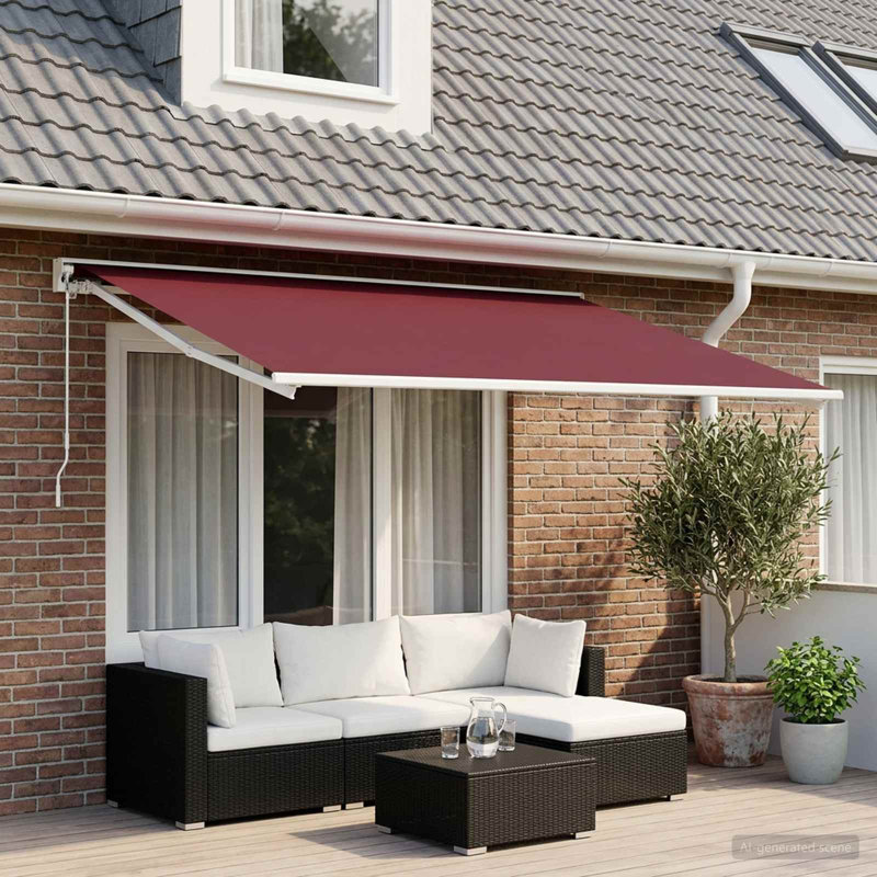 VidaXL Retractable, Burgundy Red, Does Not Applycm H x 350cm W x 200cm D