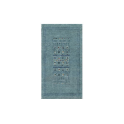 Tapis oriental rectangulaire bleu en laine noué à la main 2 pi 11 po x 5 pi 4 po - MOA10291312